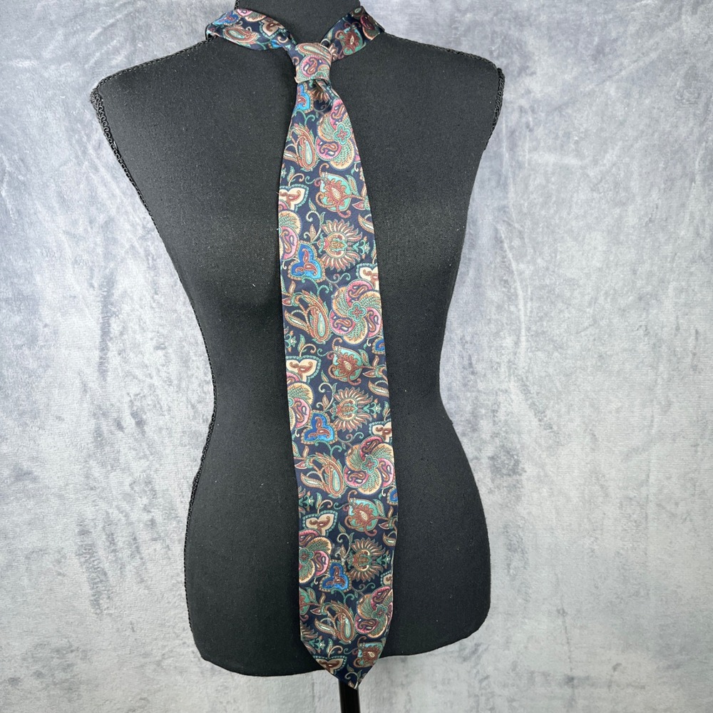 Christian Dior Silk Necktie Paisley Floral Made in‎ USA